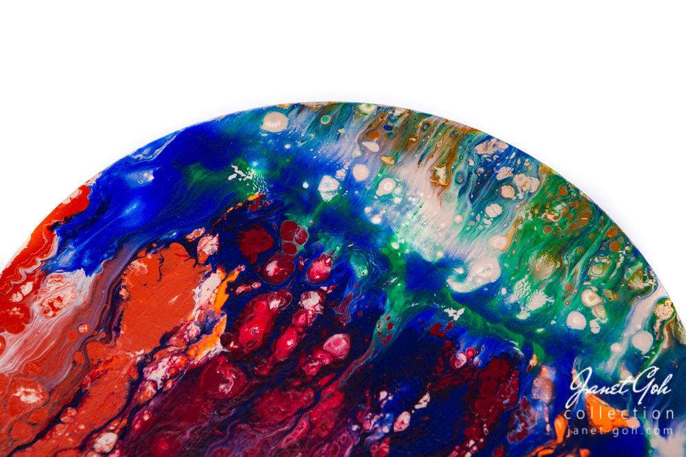 10-inch Round - Molten - Acrylic Pour Painting