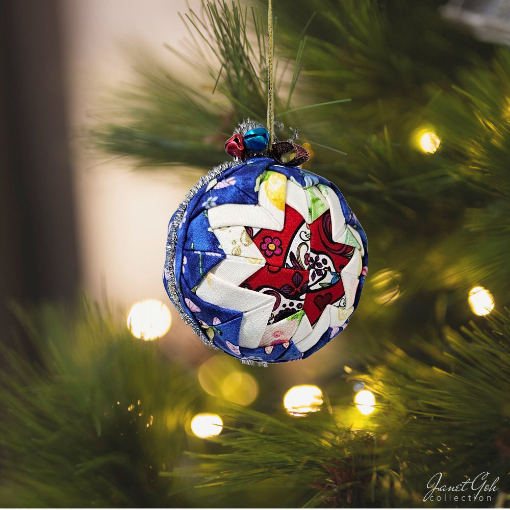 Quilted Fabric Christmas Ornament - 4" dia - 4 designs available