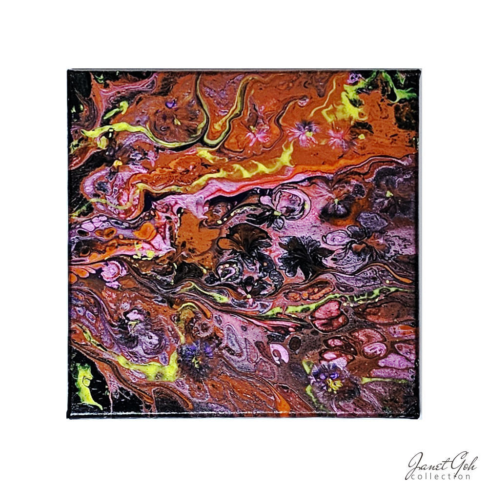 Autumn's Ember - 12" x 12" Acrylic Pour Painting