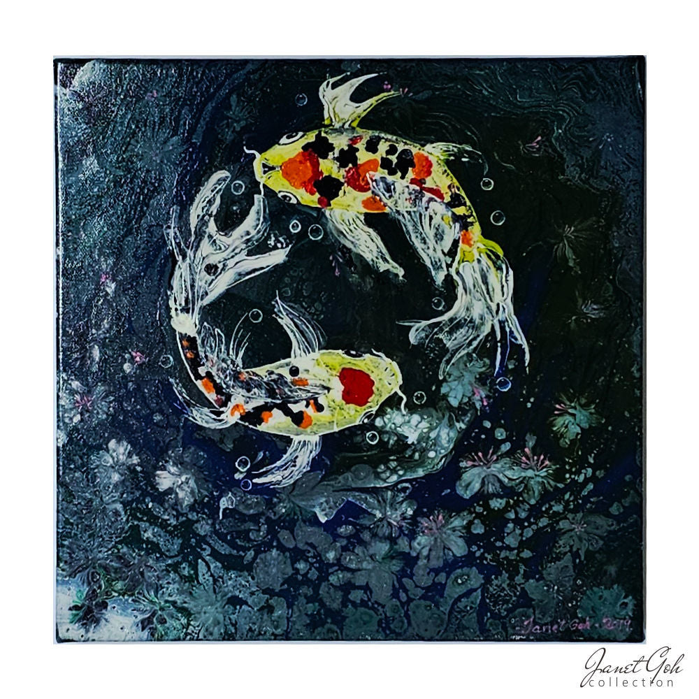 Harmony in Motion - 12" x 12" Acrylic pour painting