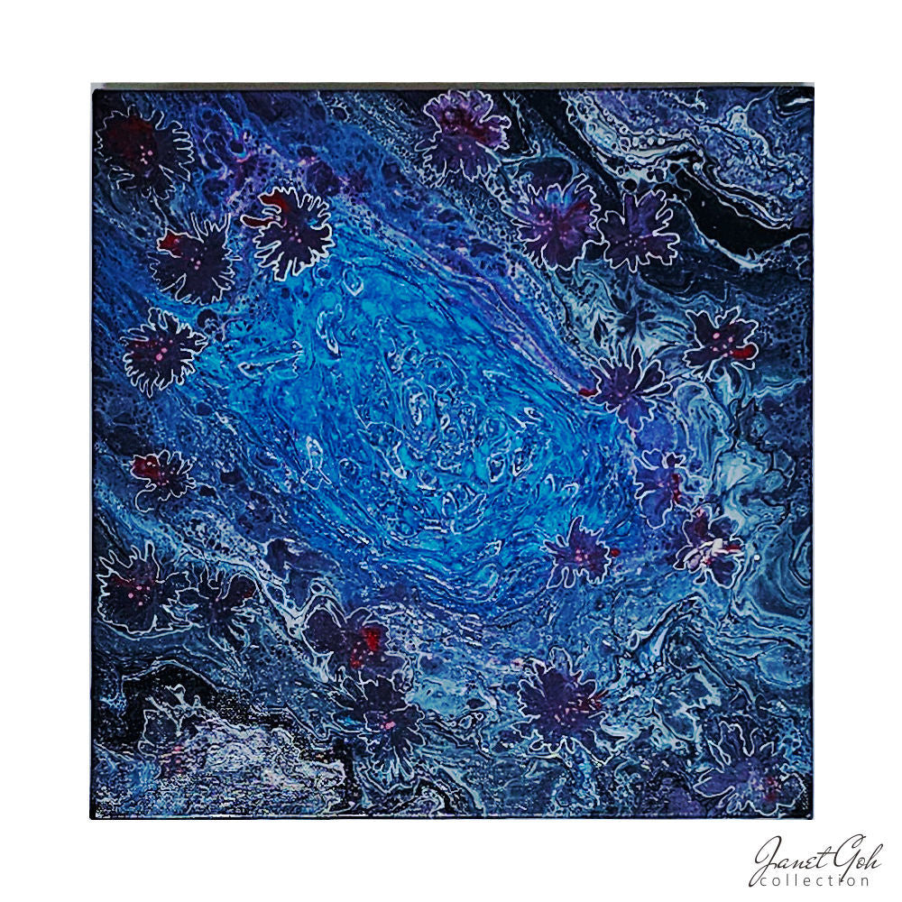 Celestial Drift - 12" x 12" Acrylic Pour painting