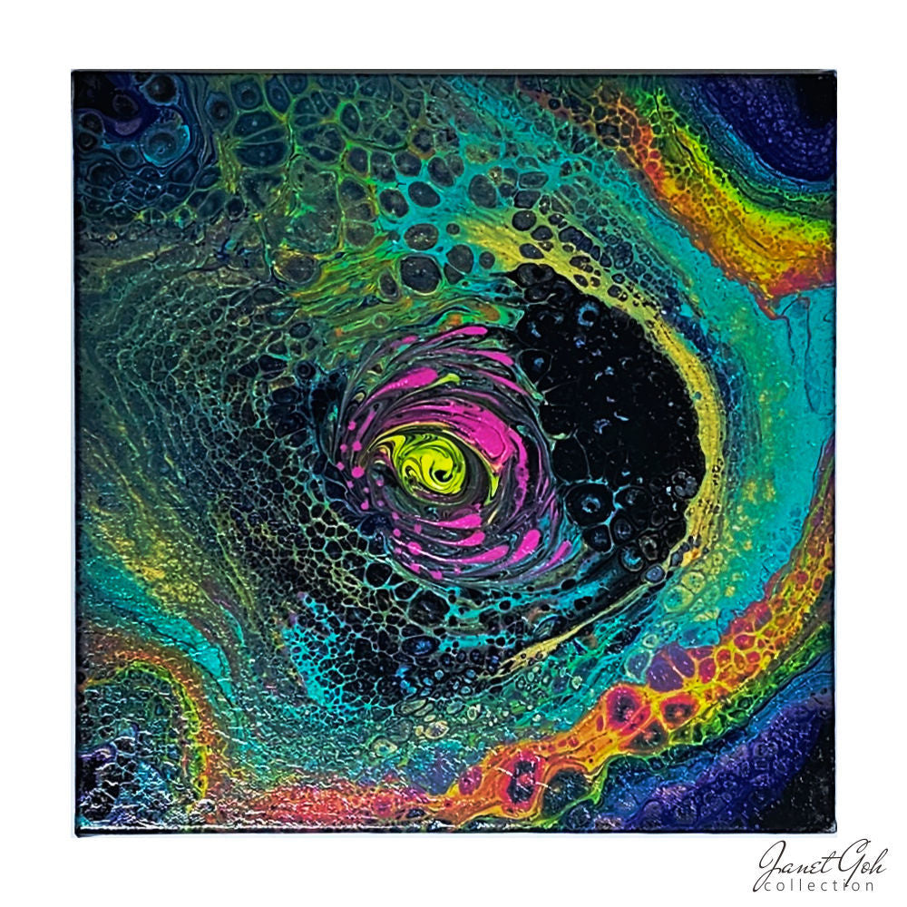 Vortex of Color - 12" x 12" Acrylic pour painting