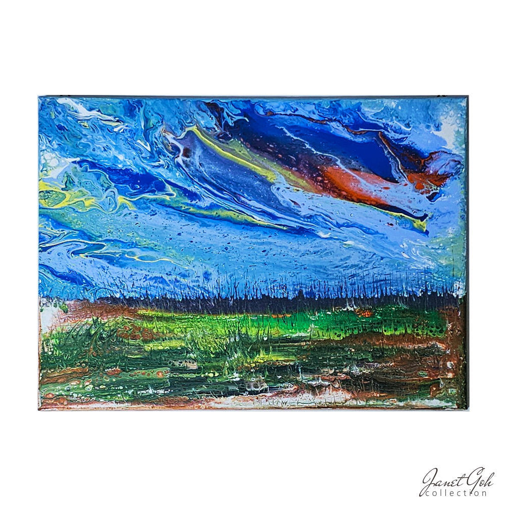 Fields of Wonder- 16" x 12" Acrylic Pour painting