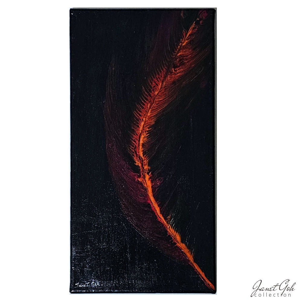 Ember’s Feather - 8" x 16" Acrylic pour painting
