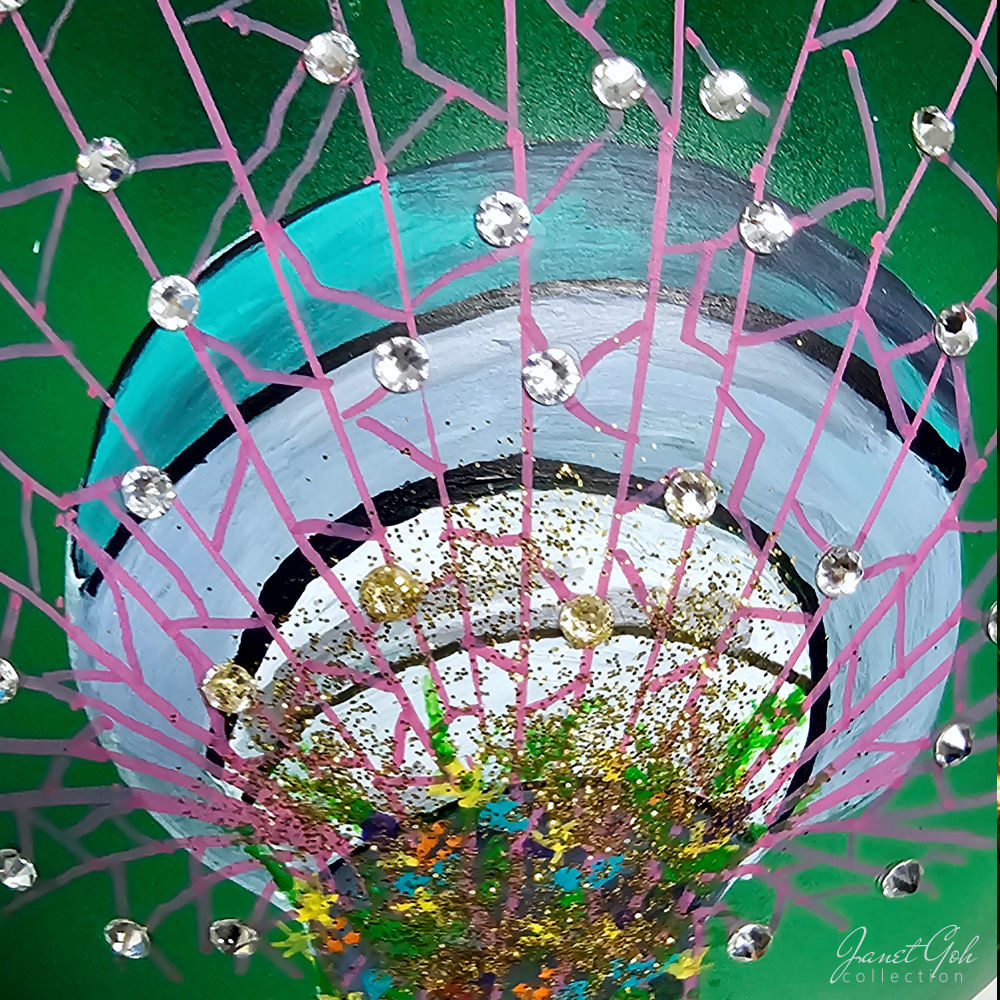 6" dia Hand painted Glass Ball - Super Trees - Singapore series Christmas Tree Ornament