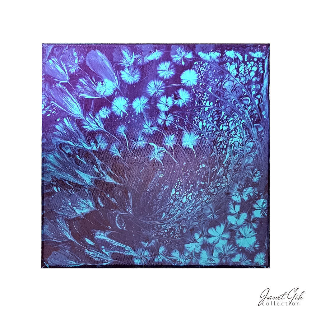 Luminous Bloom - 12" x 12" Acrylic Pour Painting