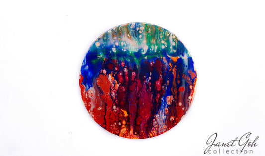 10-inch Round - Molten - Acrylic Pour Painting