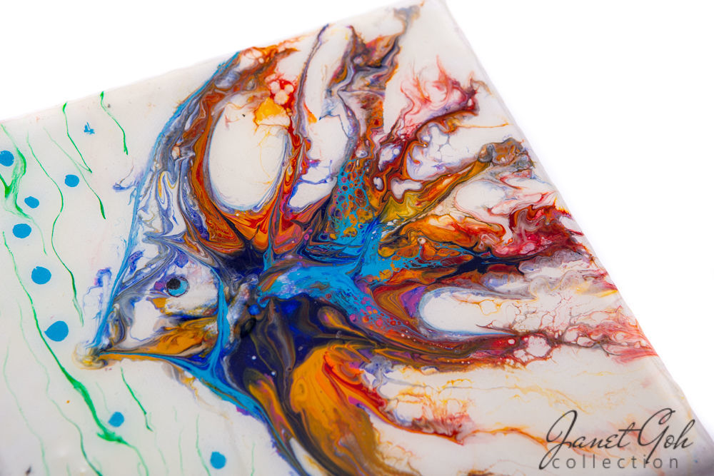 8-inch Square - Angel Fish - Acrylic Pour Painting