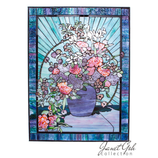 24 inch x 32 inch - Glass Mosaic - Vase & Flowers