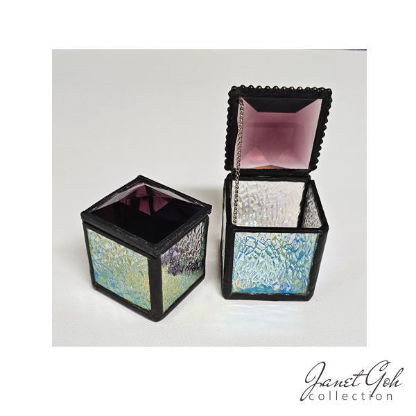 Faceted Glass Jewel Box - 2" x  2" x 2" - sold individually