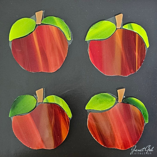Pre-cut Stained Glass Shapes -Set of 4 - 2 variations available (Apples or Pears)