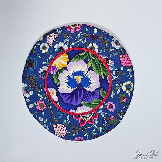 Blooming Harmony - 12 3/4" Round Table Mat - 8 designs available - Blue