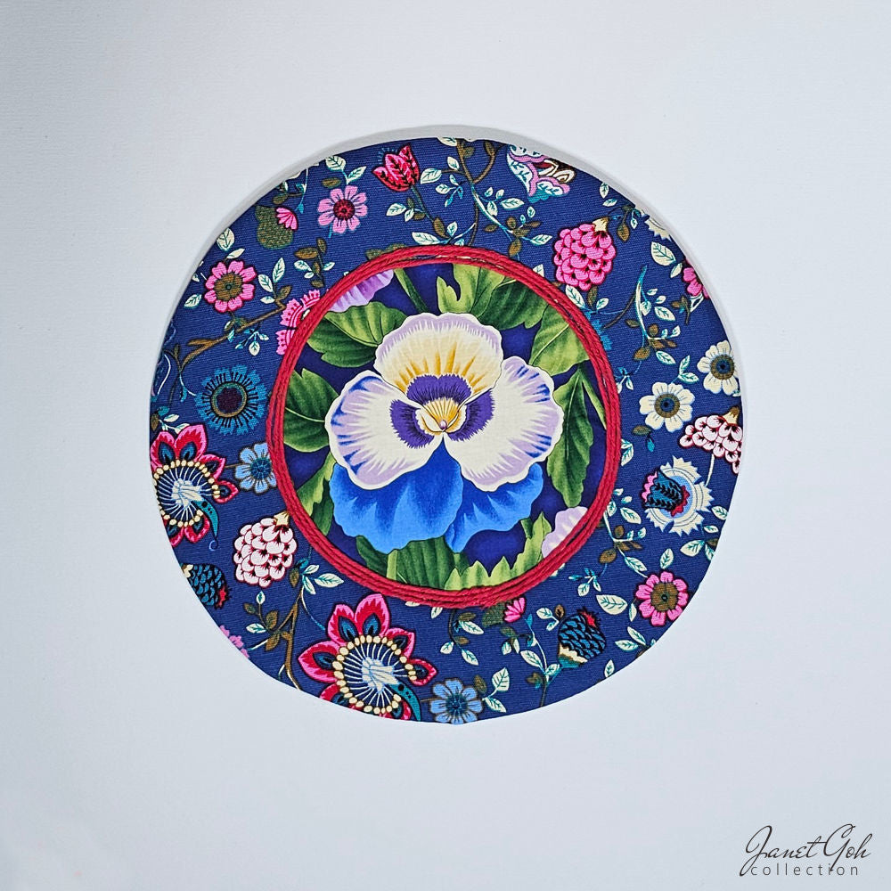 Blooming Harmony - 12 3/4" Round Table Mat - 8 designs available - Blue