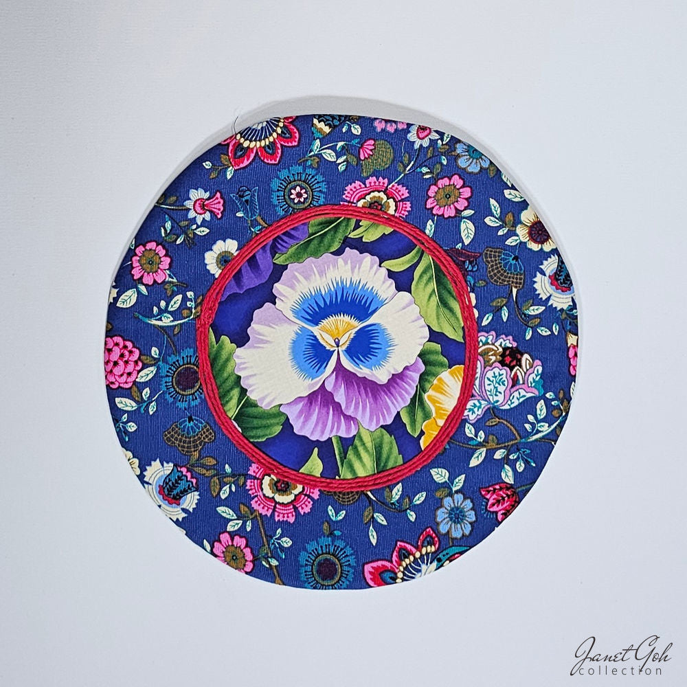 Blooming Harmony - 12 3/4" Round Table Mat - 8 designs available - Blue