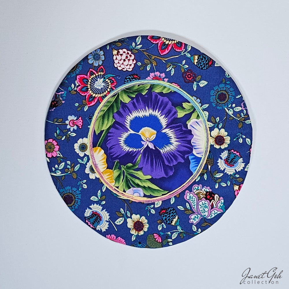 Blooming Harmony - 12 3/4" Round Table Mat - 8 designs available - Blue
