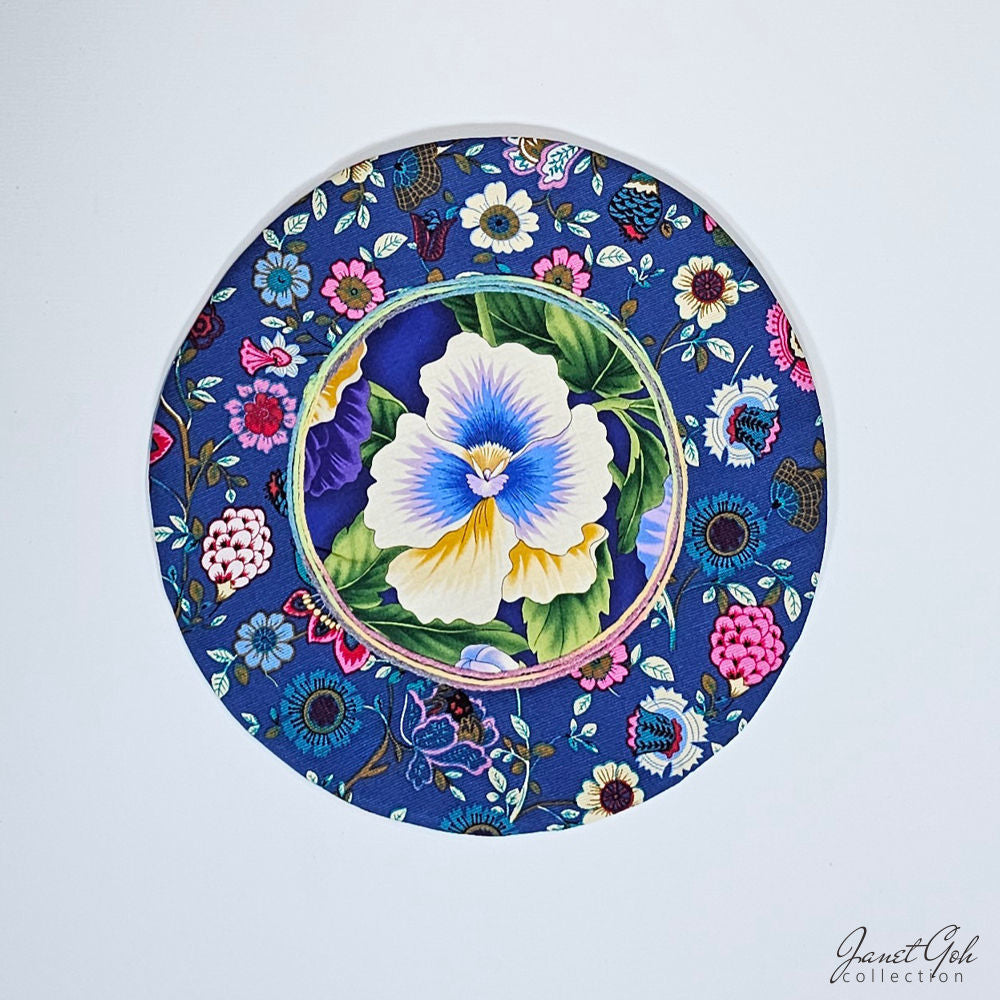 Blooming Harmony - 12 3/4" Round Table Mat - 8 designs available - Blue