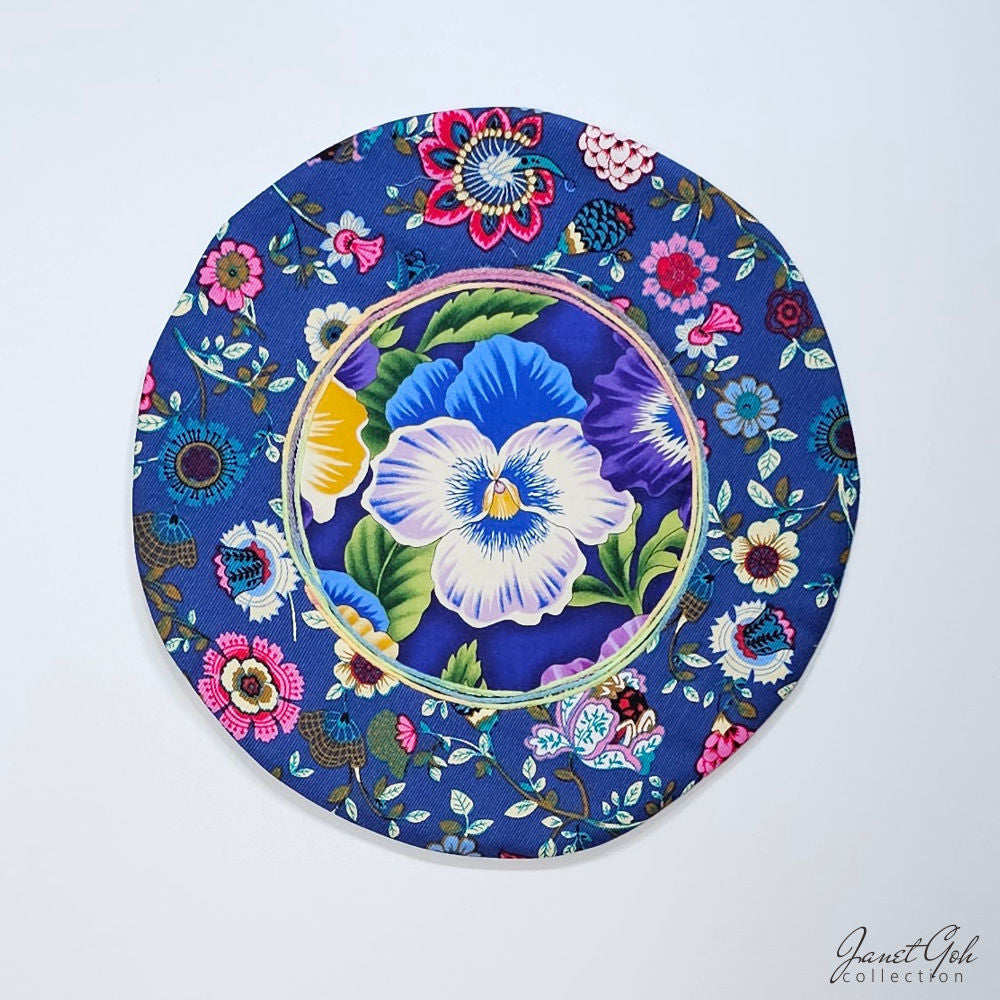 Blooming Harmony - 12 3/4" Round Table Mat - 8 designs available - Blue