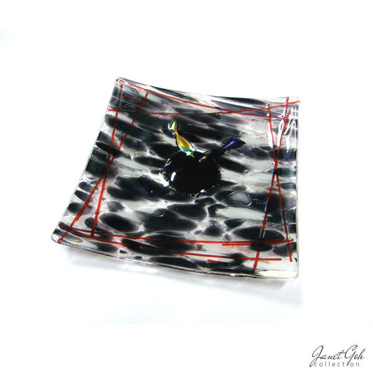 Fused Glass Plate - Reflections of Tranquility - 19.5cm x 19.5cm