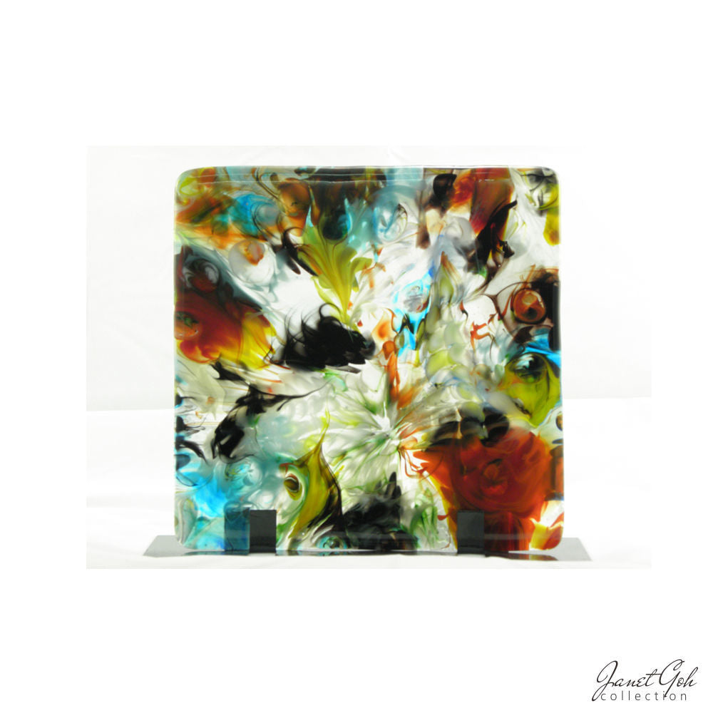 Fused Glass - Chromatic Vortex - 7.5" x 7.5"