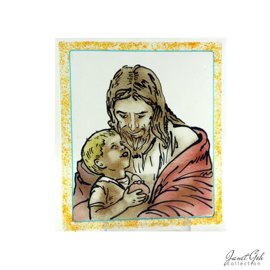Glass Fritography - Jesus & Child - 7.5" x 8.5"