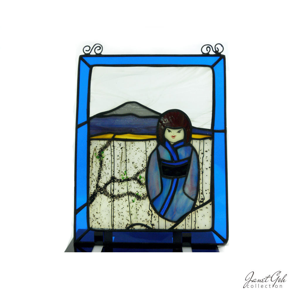 Stained Glass Panel - 4 Seasons Japanese Girl - 4 designs available (sold separately) - 8.5" x 11.5"