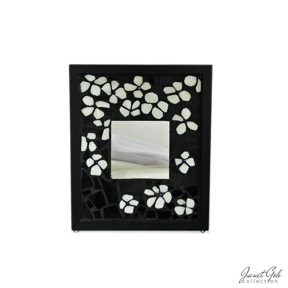 Midnight Blossoms - Glass Mosaic Panel - 30cm x 25cm