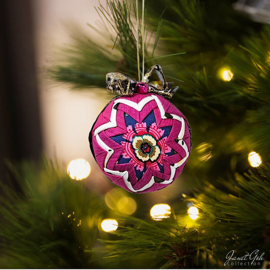 Quilted Fabric Christmas Ornament - 4" dia - 4 designs available