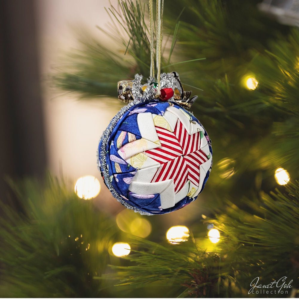 Quilted Fabric Christmas Ornament - 4" dia - 4 designs available