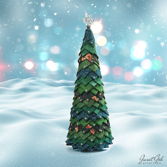 Starlight Echos - Fabric Christmas Tree - 39.5cm (h) x 15.2cm (dia) - Green - No. 8