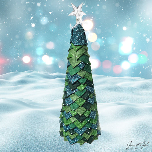 Starlight Echos - Fabric Christmas Tree - 39.5cm (h) x 15.2cm (dia) - Green No. 3