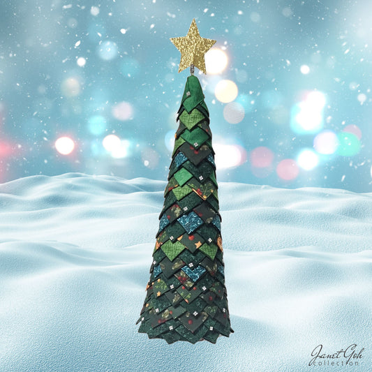 Starlight Echos - Fabric Christmas Tree - 39.5cm (h) x 15.2cm (dia) - Green No. 4