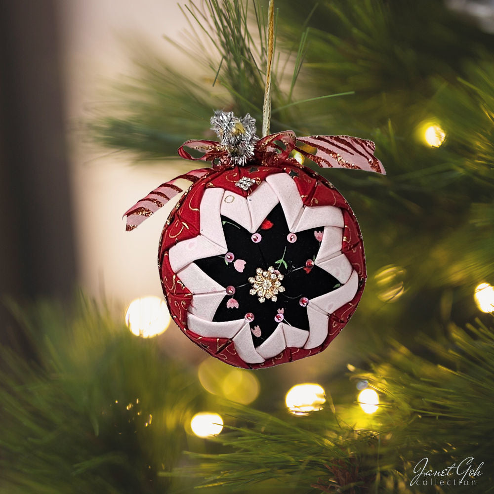 Quilted Fabric Christmas Ornament - 4" dia - Premium - 11 designs available