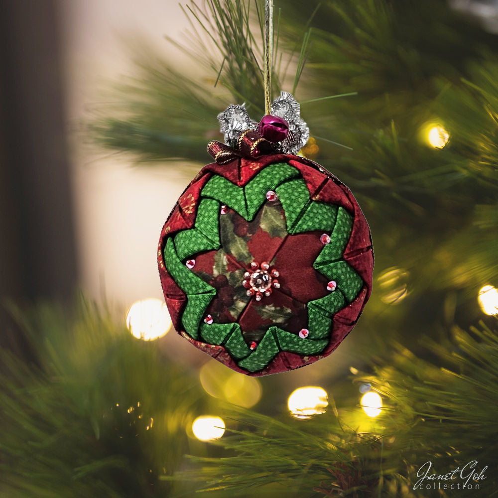 Quilted Fabric Christmas Ornament - 4" dia - Premium - 11 designs available