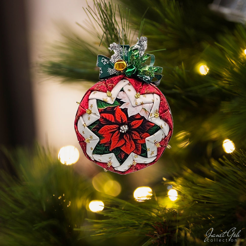 Quilted Fabric Christmas Ornament - 4" dia - Premium - 11 designs available