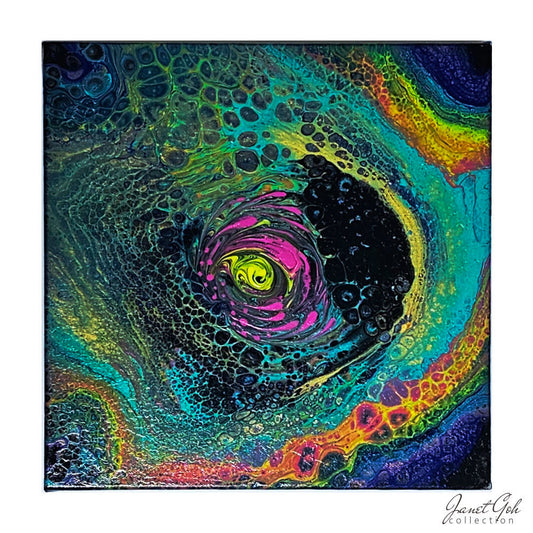 Vortex of Color - 12" x 12" Acrylic pour painting