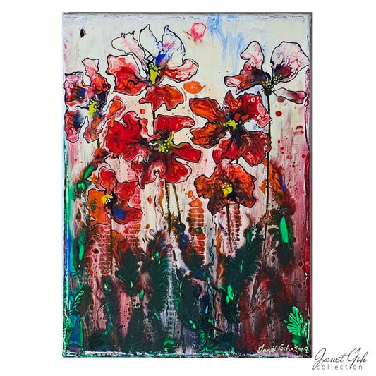 Wild Blossoms - 10" x 14" Acrylic Pour painting