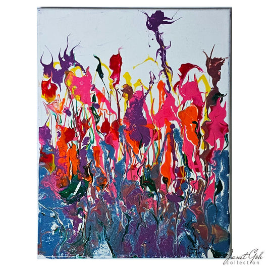 Garden of Vibrance - 16" x 12" Acrylic pour painting