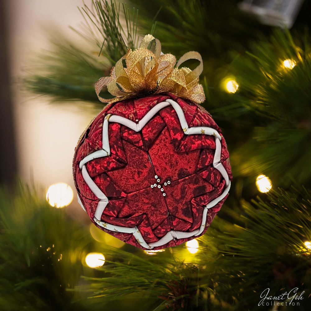 Quilted Fabric Christmas Ornament - 4" dia - Premium - 11 designs available