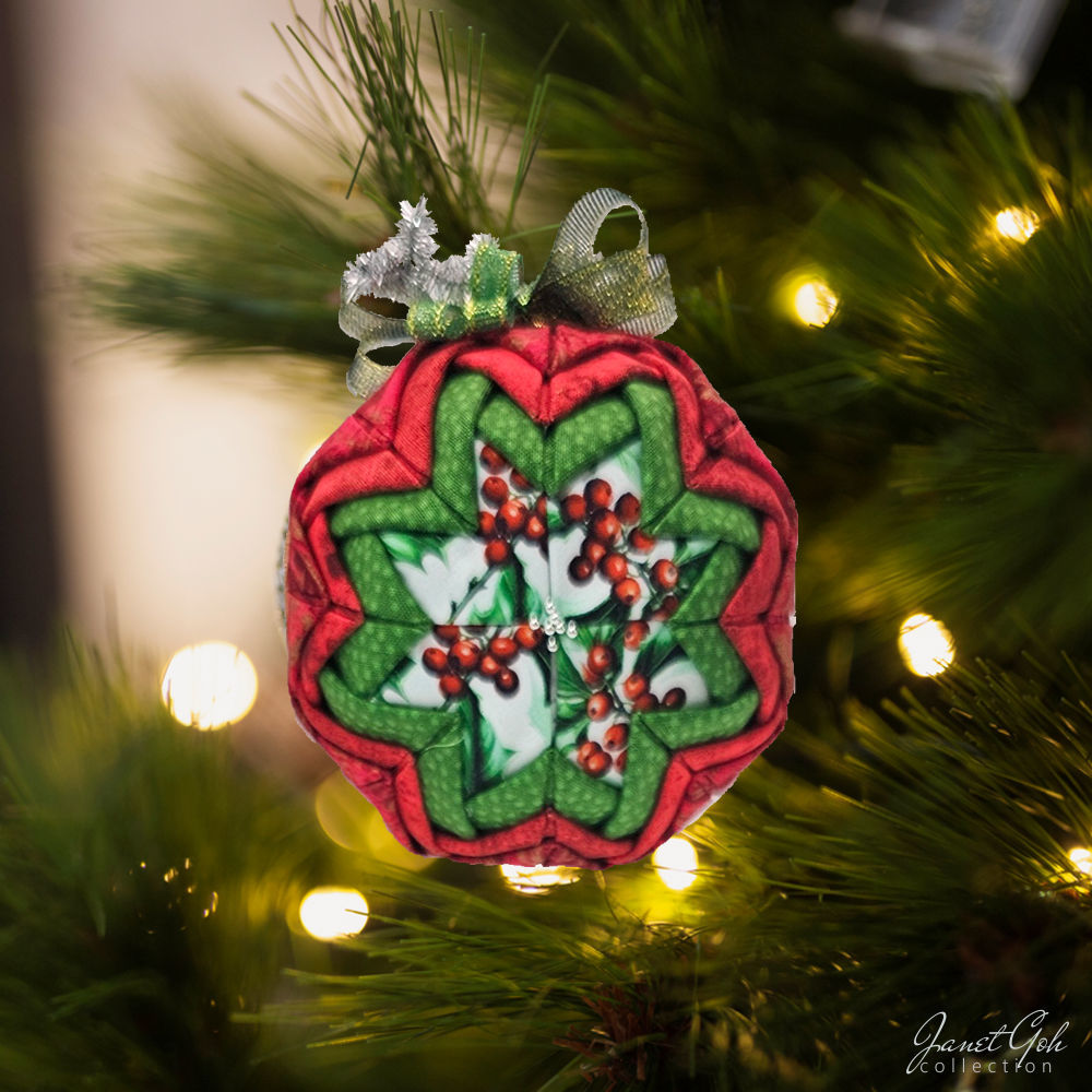Quilted Fabric Christmas Ornament - 4" dia - Premium - 11 designs available
