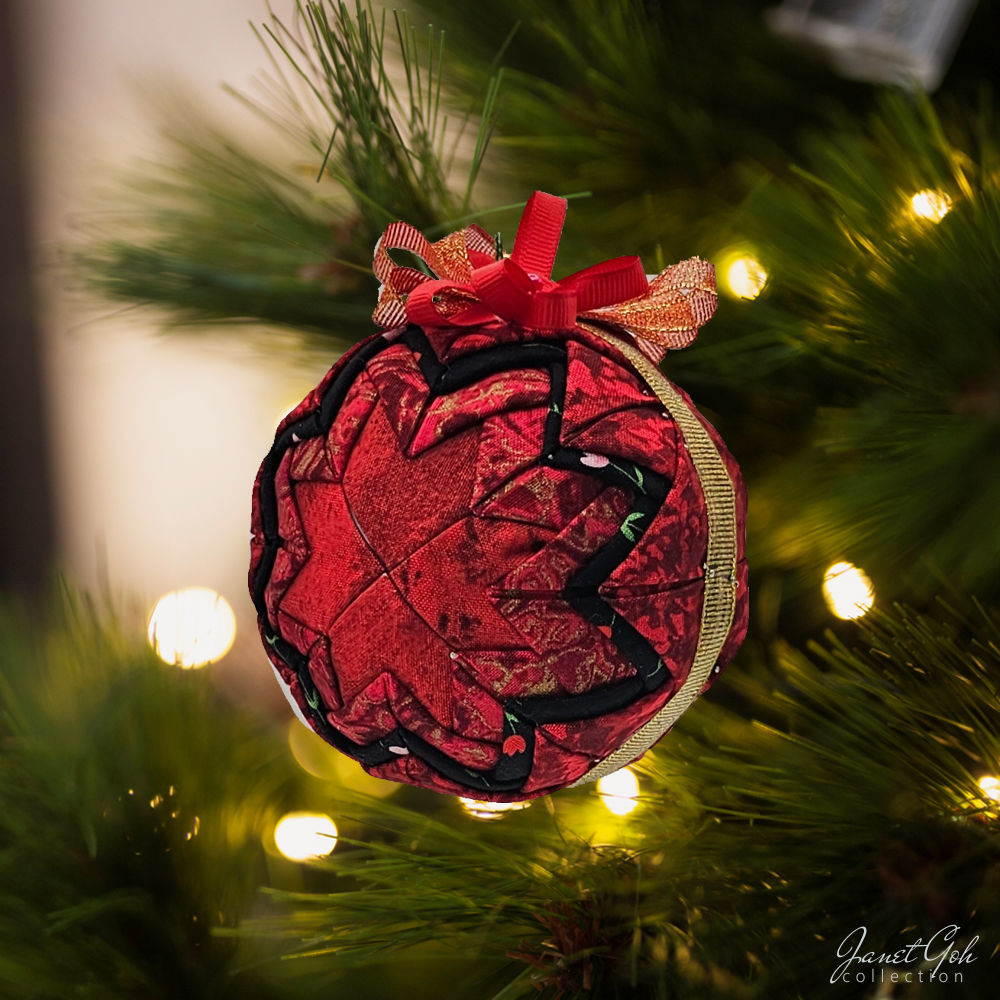 Quilted Fabric Christmas Ornament - 4" dia - Premium - 11 designs available
