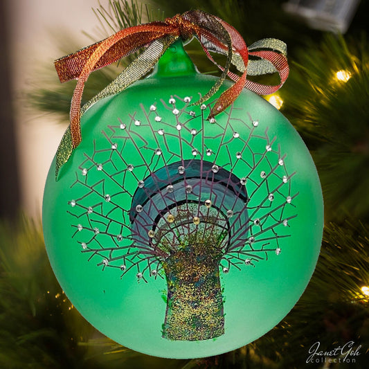 6" dia Hand painted Glass Ball - Super Trees - Singapore series Christmas Tree Ornament