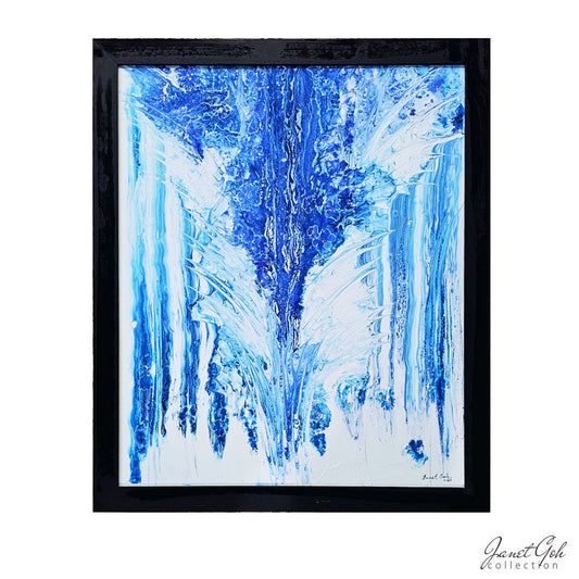 Blue Cascade - 22" x 26" Acrylic pour painting