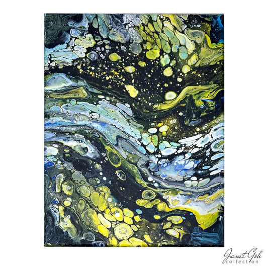 Celestial Drift II - 16" x 12" Acrylic Pour Painting