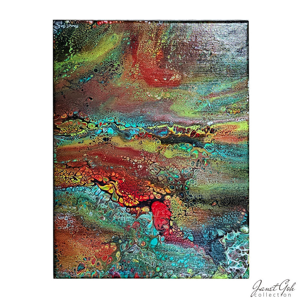 Crimson Tide - 12" x 16" Acrylic Pour Painting