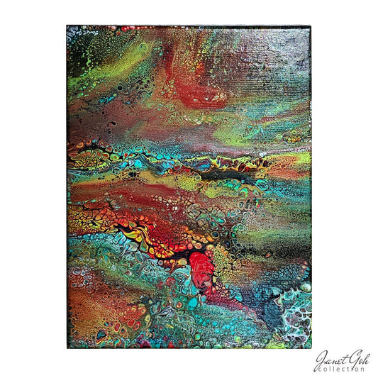Crimson Tide - 12" x 16" Acrylic Pour Painting