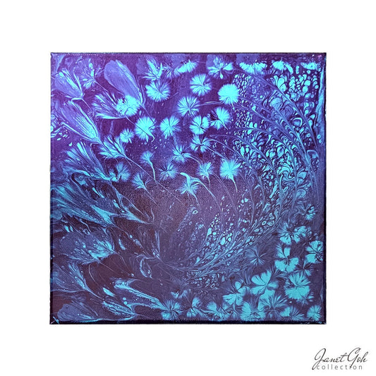 Luminous Bloom - 12" x 12" Acrylic Pour Painting
