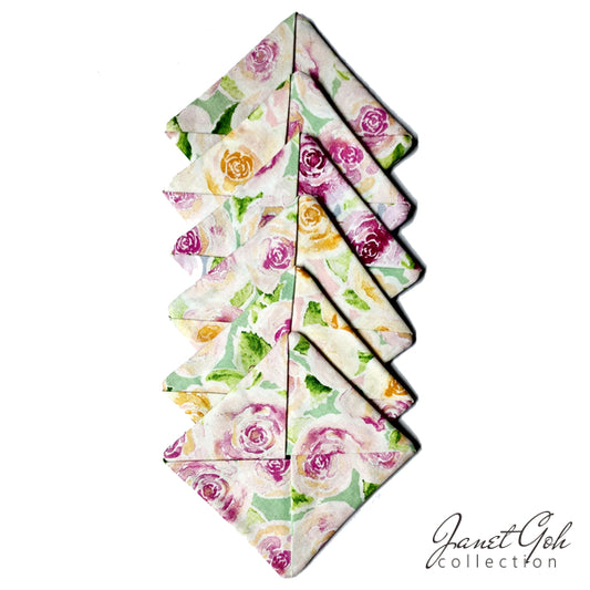 Rosewater Whimsy Upcycled Coaster Set 5" x 5" - Set of 6