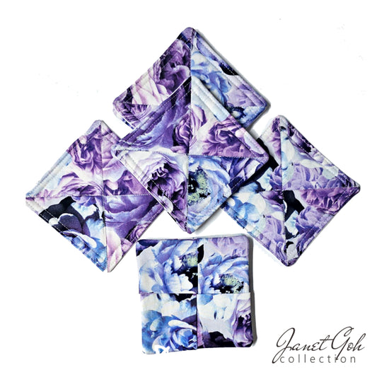Lavender Reverie Upcycled Coaster Set 5" x 5" - Set of 8