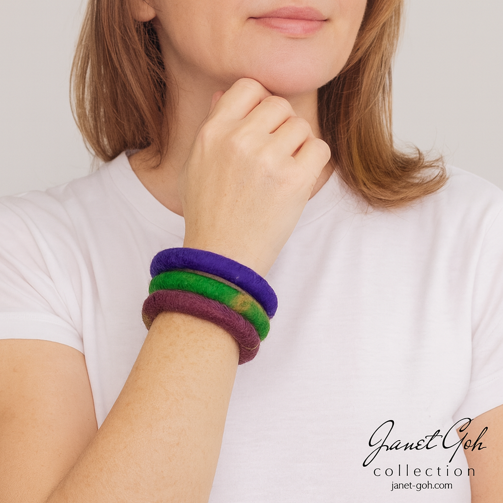 Earth Song Felt Bangles - trio (2.25" inner dia)