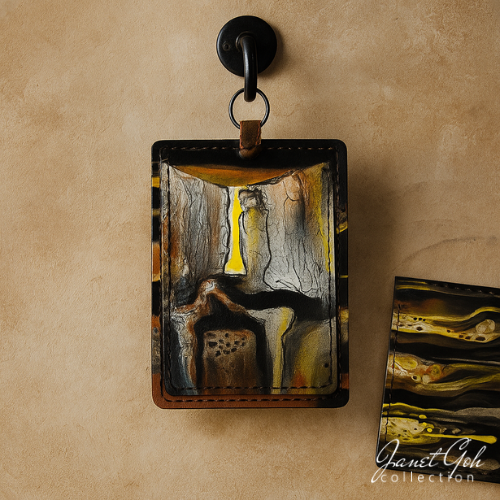 Acrylic Pour Painted Card Holder Tag - 7cm x 11cm